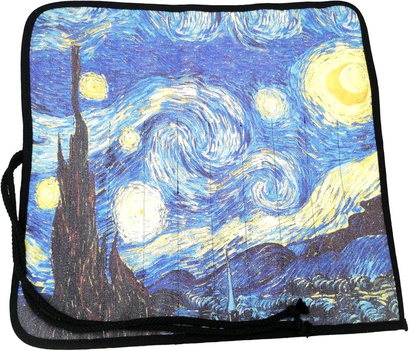 Funny live Paint Brush Holder Art Supplies, Artist Brush Holder & Storage Organizer Roll-Up Case Bag, Protect Acrylic Oil Watercolor Paintbrushes (Starry Night 20 Slot Pockets) - Image 4